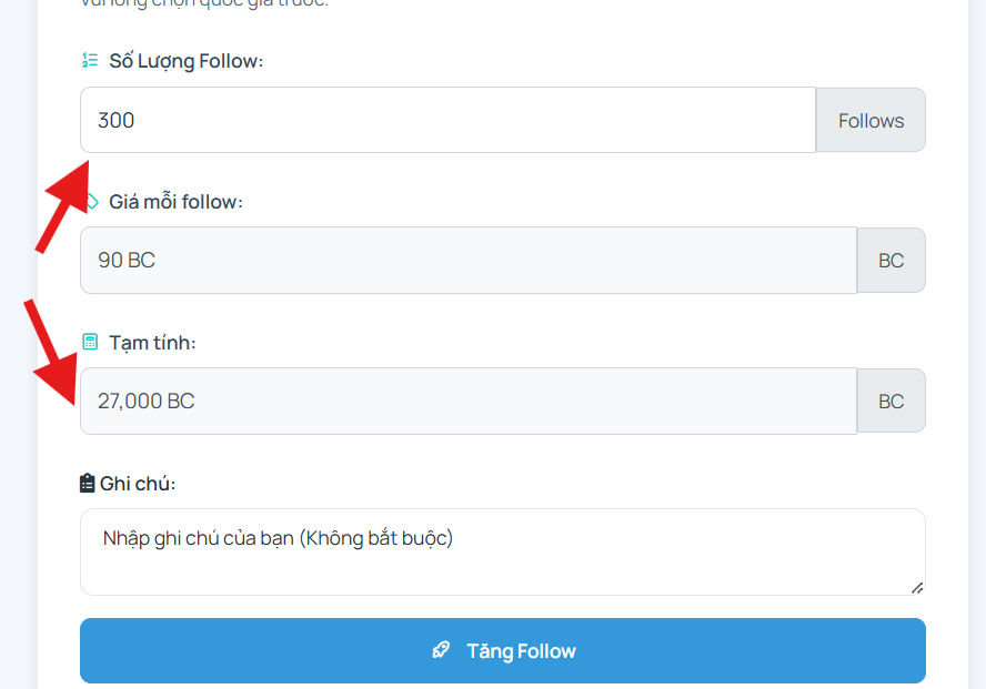 Bước 4: Xem chi phí