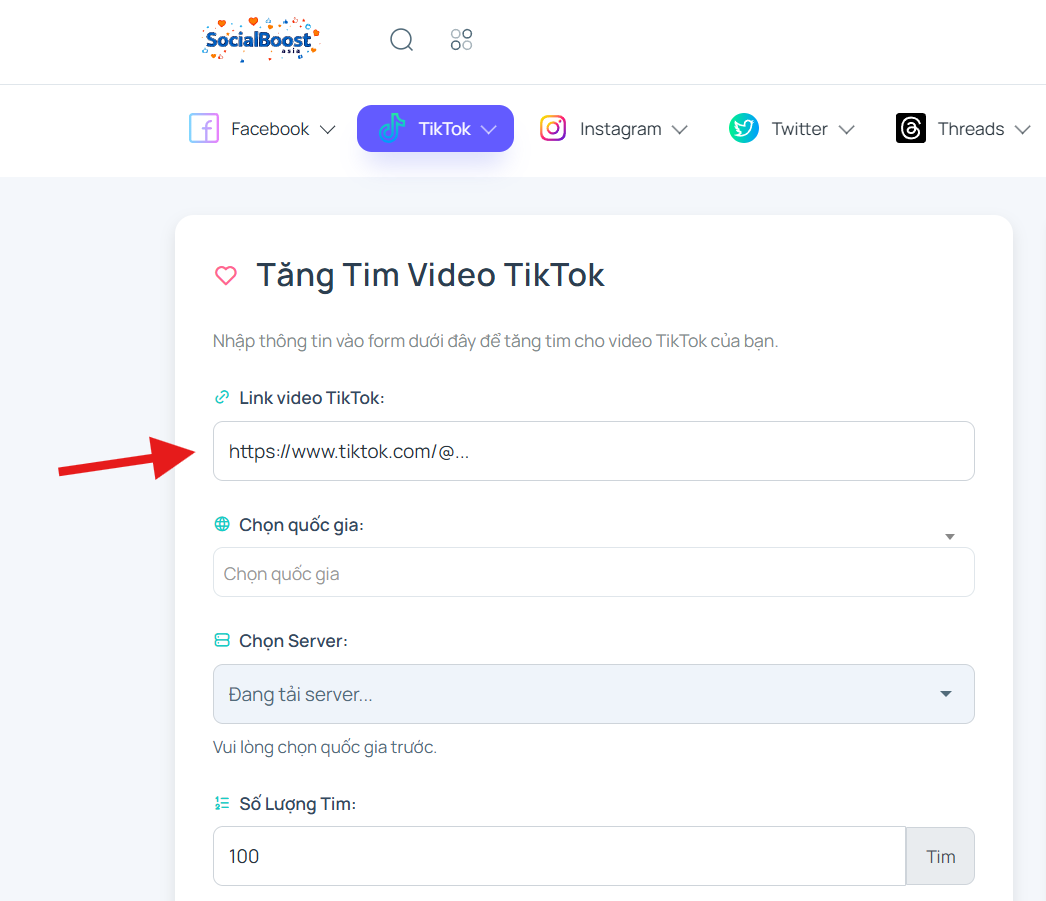 Bước 2: Nhập link video TikTok