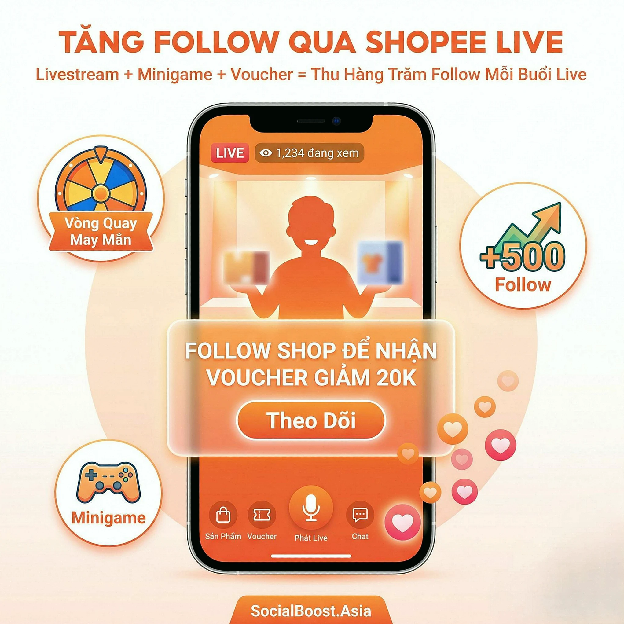 Tăng follow Shopee qua livestream Shopee Live hiệu quả