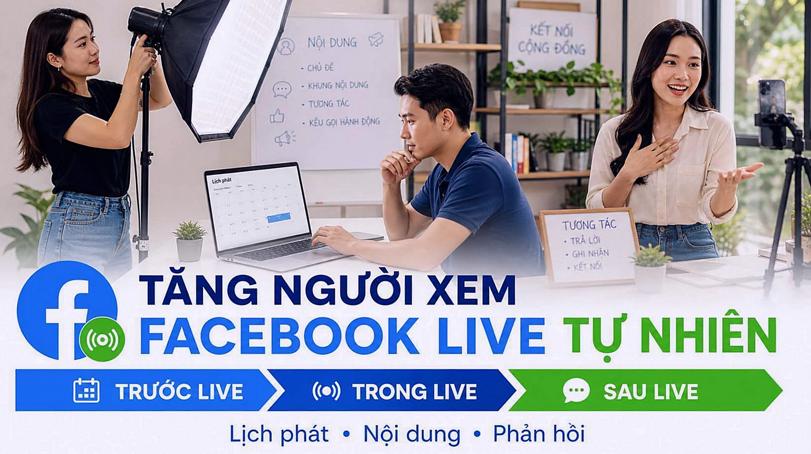 Cách tăng người xem Facebook Live tự nhiên trước trong sau livestream