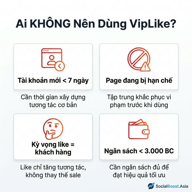 4 trường hợp KHÔNG nên dùng VipLike Facebook