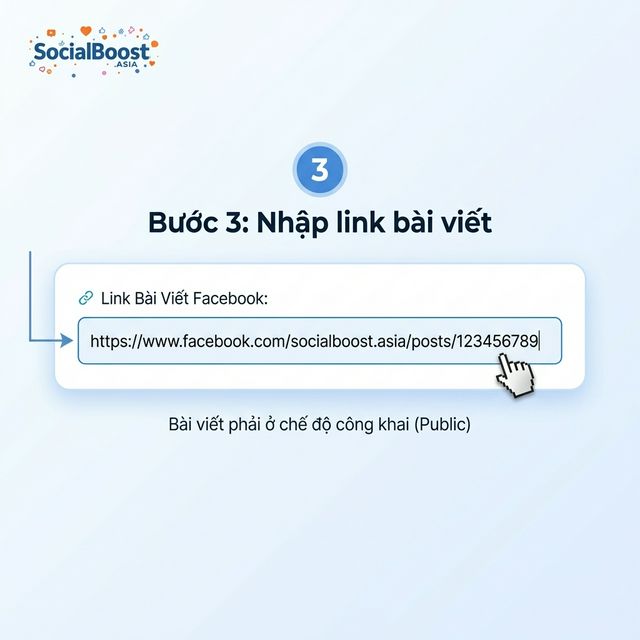Bước 3 tăng bình luận FB - Nhập link bài viết Facebook