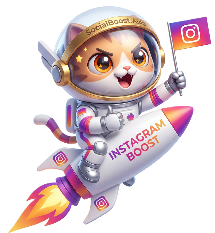 SocialBoost.Asia Robot Mèo Phi Hành Gia - Dịch vụ Instagram tăng follow like view reels story tự động