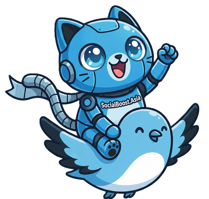 Robot Mascot Tăng Follow Twitter X - Social Boost Asia