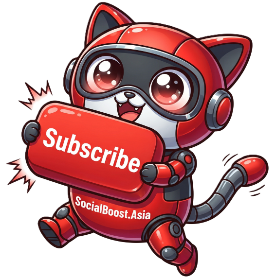 Robot Mèo Ôm Nút Subscribe - Dịch Vụ Tăng Sub YouTube Social Boost Asia