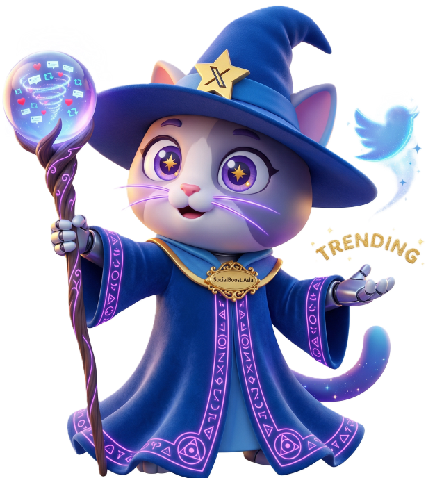 SocialBoost.Asia Robot Mèo Phù Thủy - Dịch vụ Twitter X tự động tăng follow like retweet