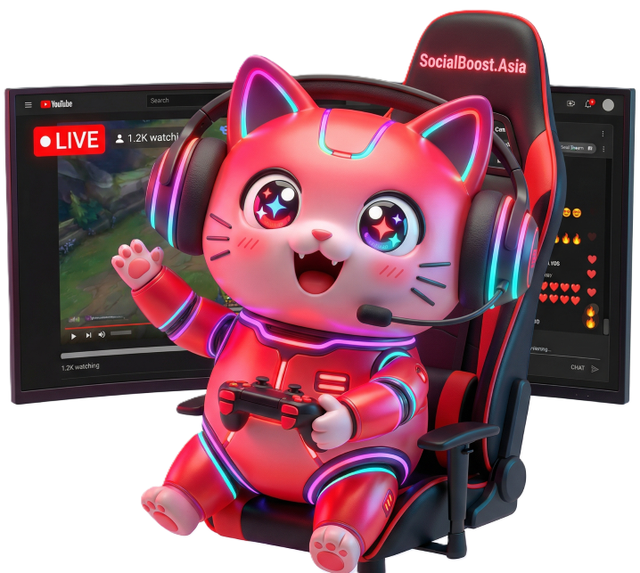 SocialBoost.Asia Robot Mèo Gamer - Dịch vụ YouTube tự động tăng view sub like