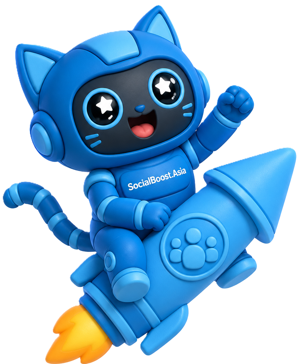 Robot mèo mascot tăng thành viên nhóm Telegram của Social Boost Asia