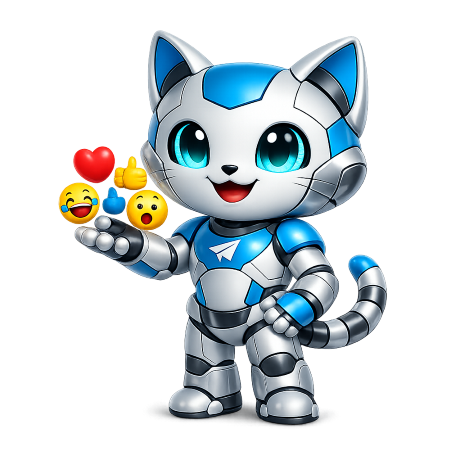 Robot mèo mascot tăng cảm xúc Telegram của Social Boost Asia