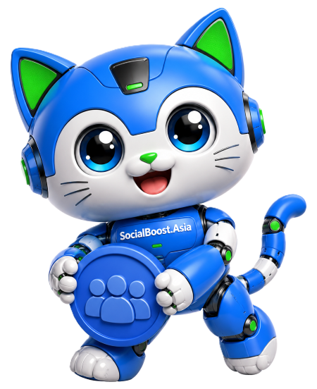 Robot mèo mascot tăng member group Facebook của Social Boost Asia