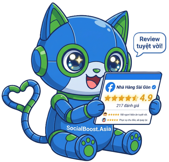 Robot Mascot Tăng Đánh Giá Page Facebook - Social Boost Asia