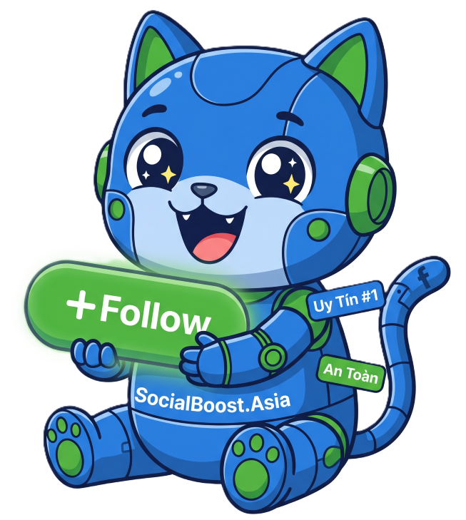 Robot Mascot Tăng Follow Facebook - Social Boost Asia