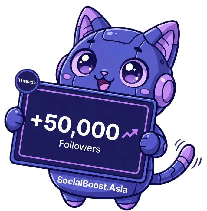 Robot Mascot Tăng Follow Threads - Social Boost Asia