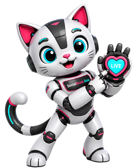 Robot mèo mascot tăng Love Livestream TikTok của Social Boost Asia
