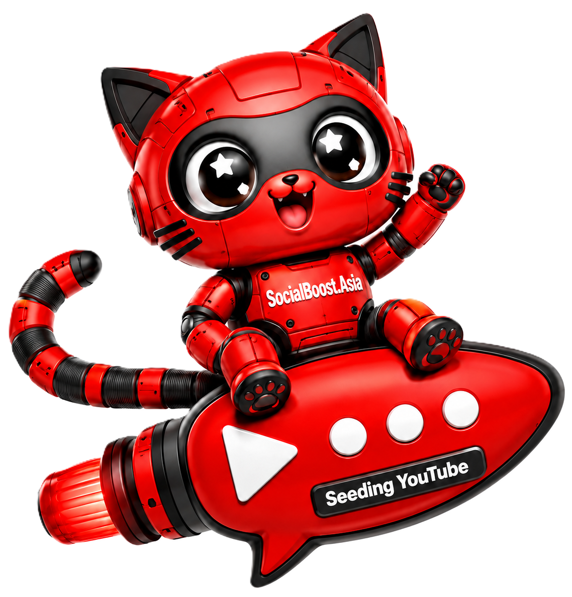 Robot mèo Social Boost Asia cho dịch vụ tăng bình luận YouTube