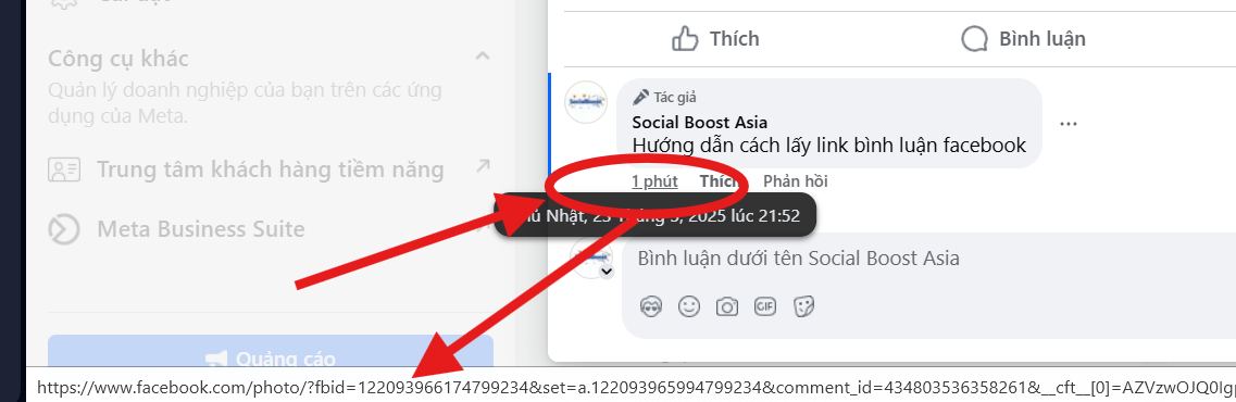 Cách lấy link bình luận