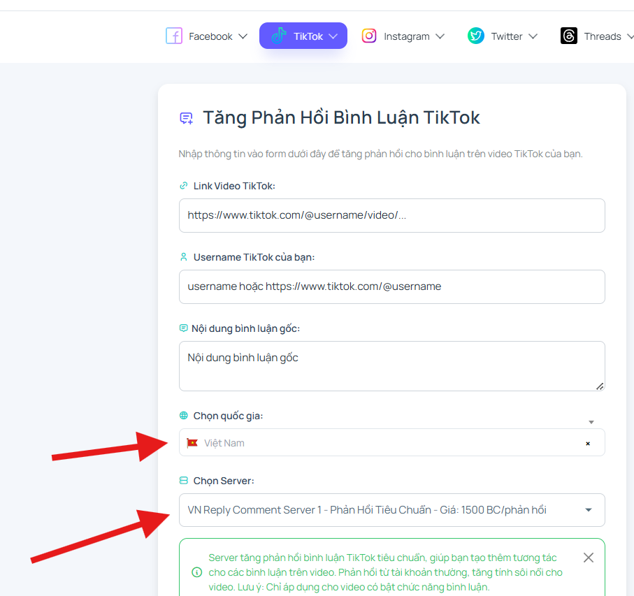 Bước 3: Chọn quốc gia và server