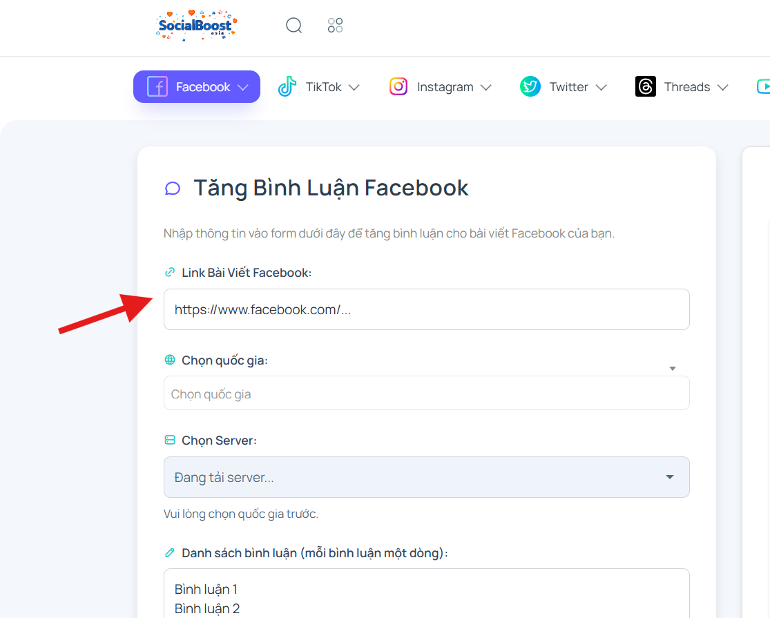 Bước 2: Nhập link bài viết