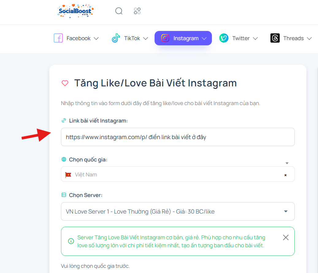 Bước 2: Nhập link bài viết