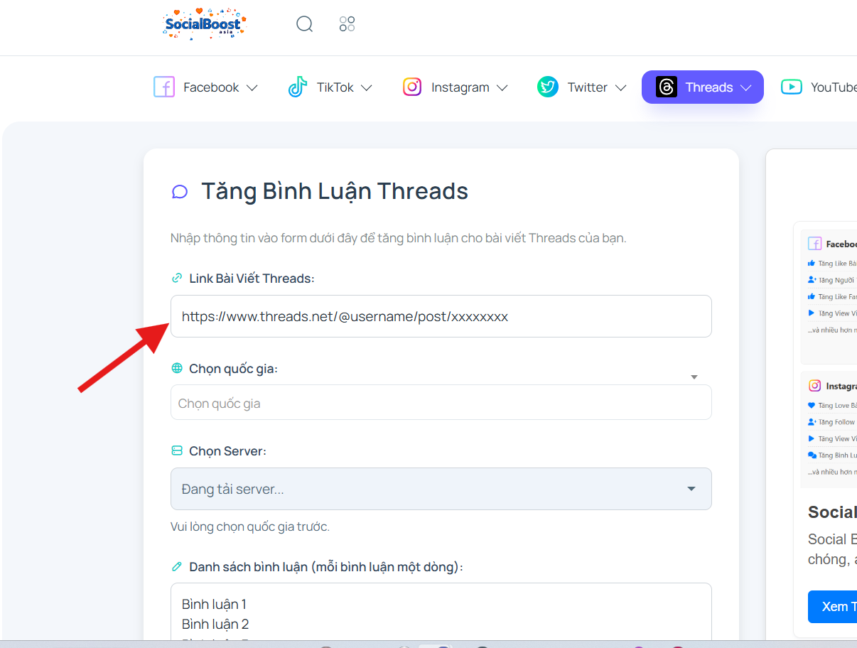 Bước 2 Nhập link bài viết
