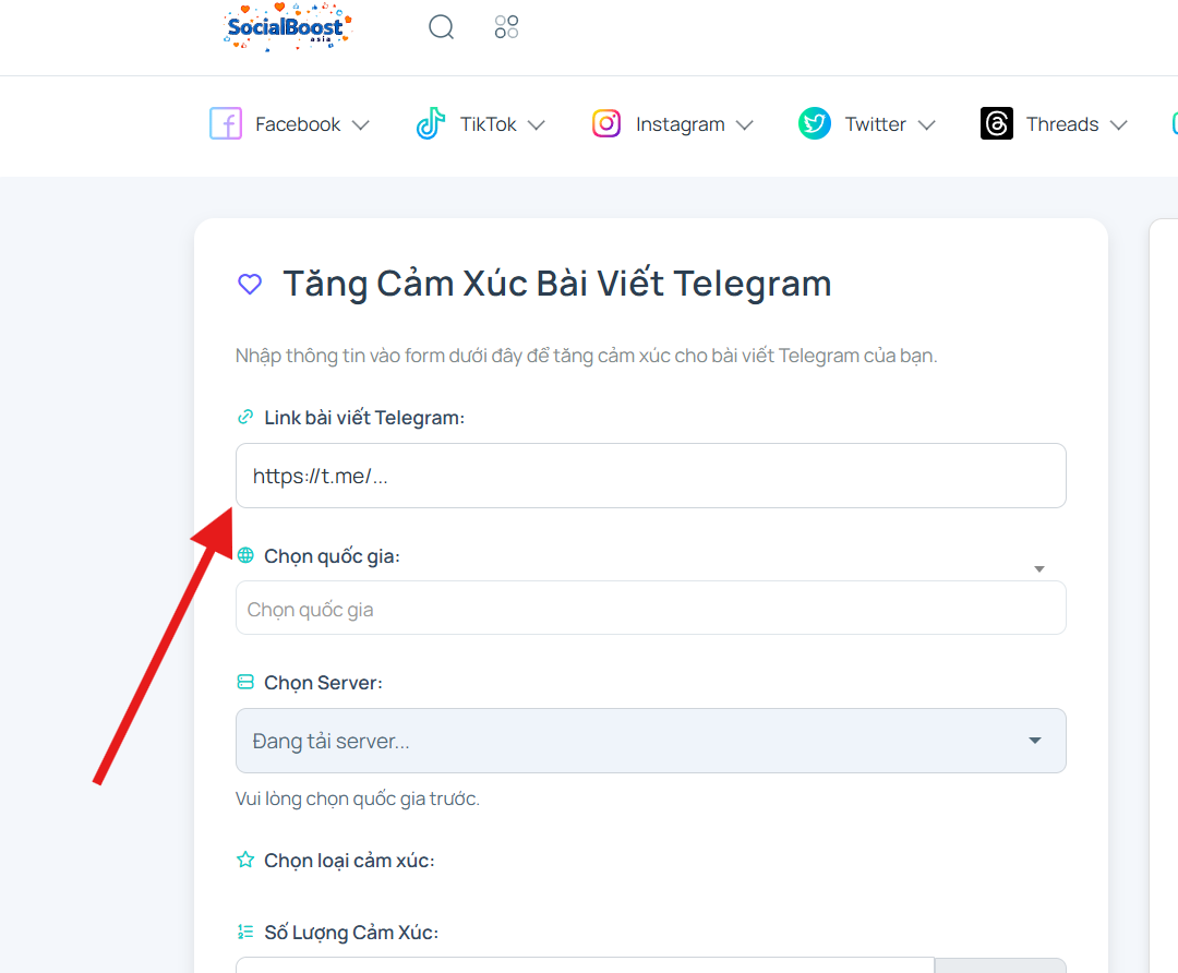 Bước 2: Nhập link tin nhắn Telegram