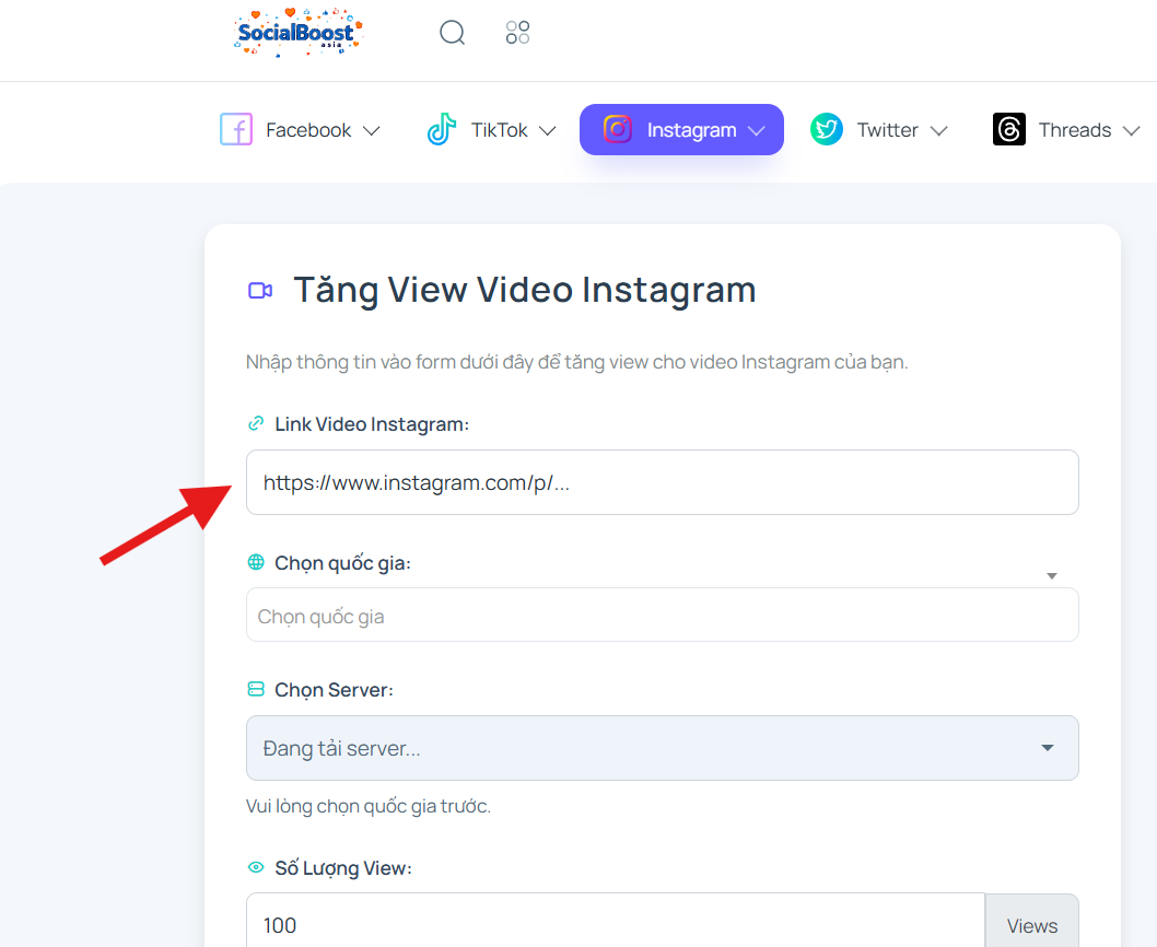 Bước 2: Nhập link video