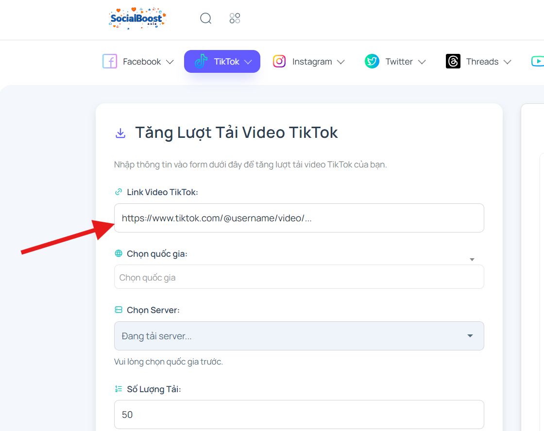 Bước 2: Nhập link video TikTok