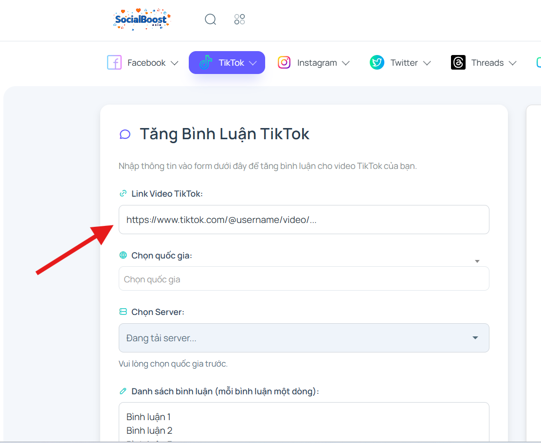 Bước 2: Nhập link video