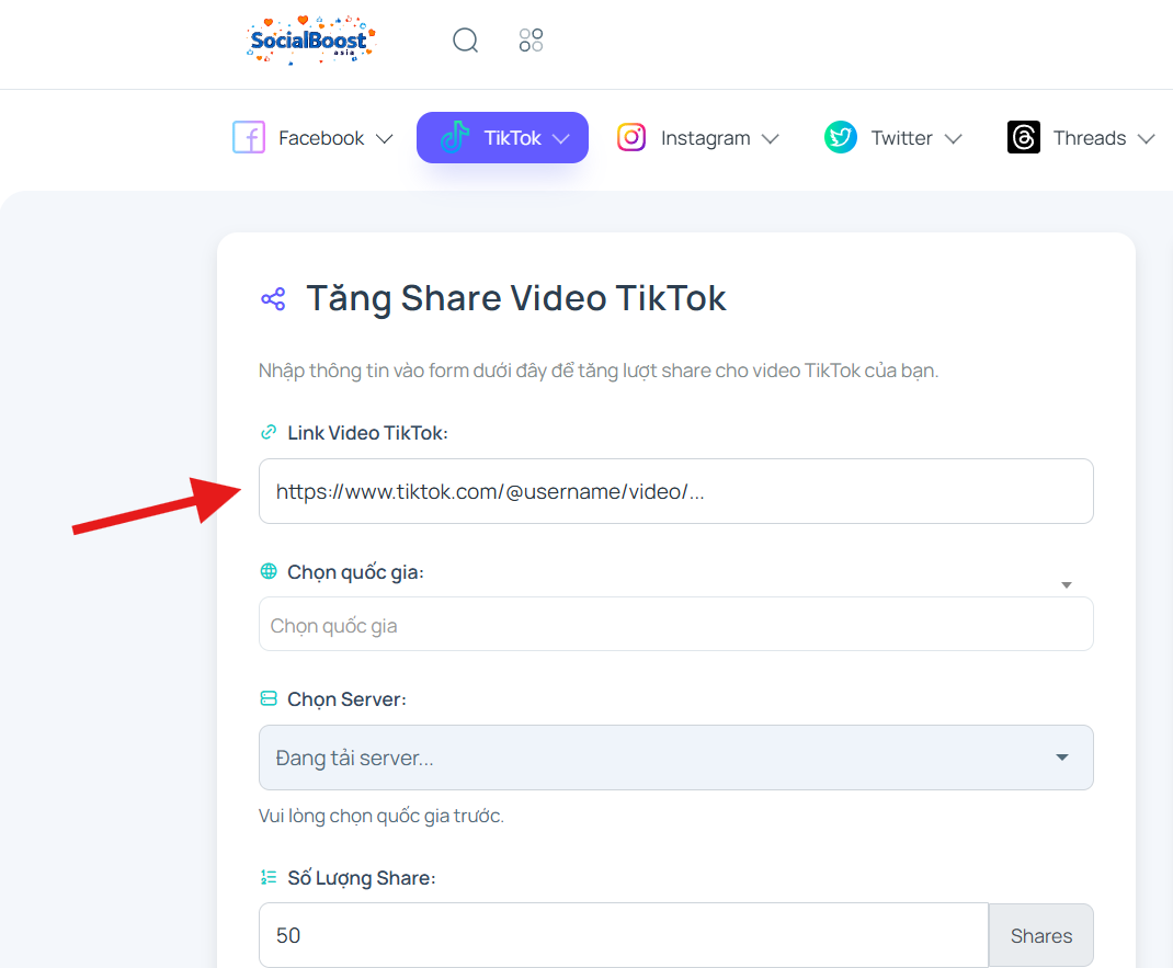 Bước 2: Nhập link video TikTok