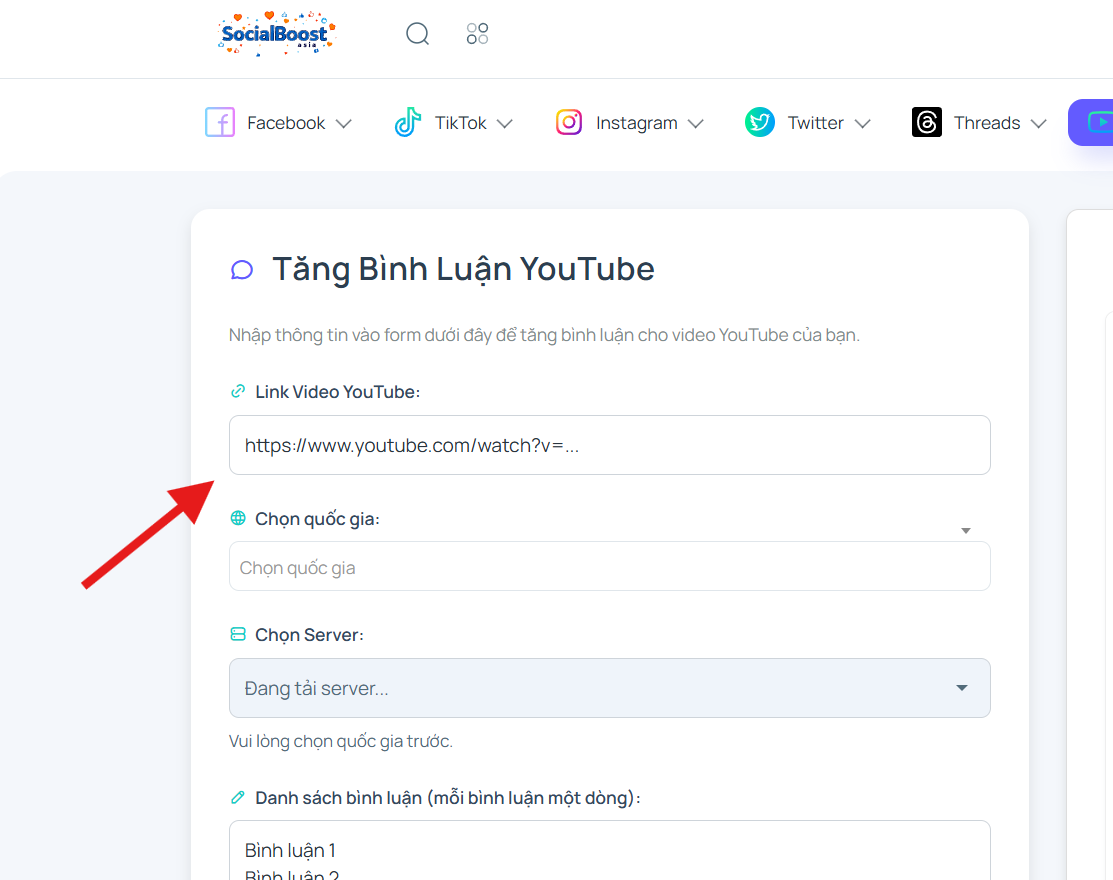 Bước 2: Nhập link video