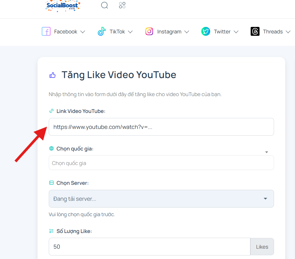 Bước 2: Nhập link video YouTube