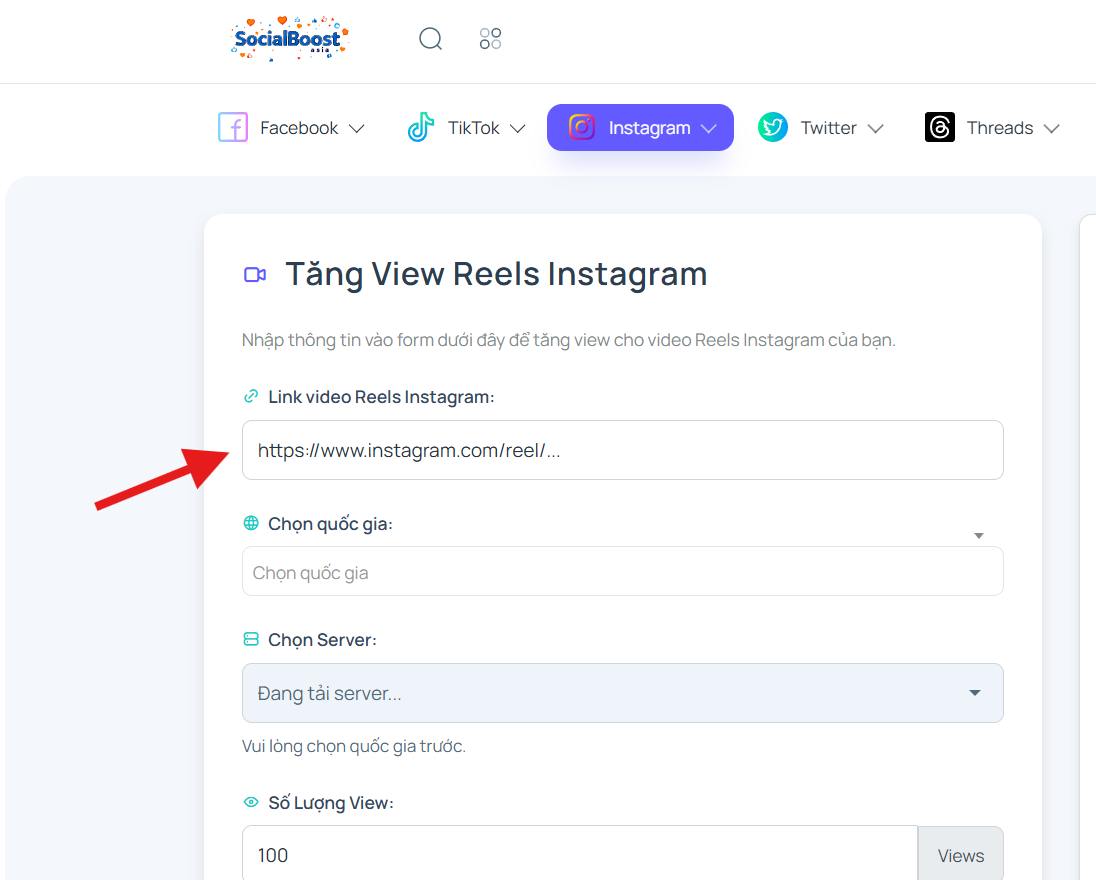 Bước 2: Nhập link video Instagram Reels