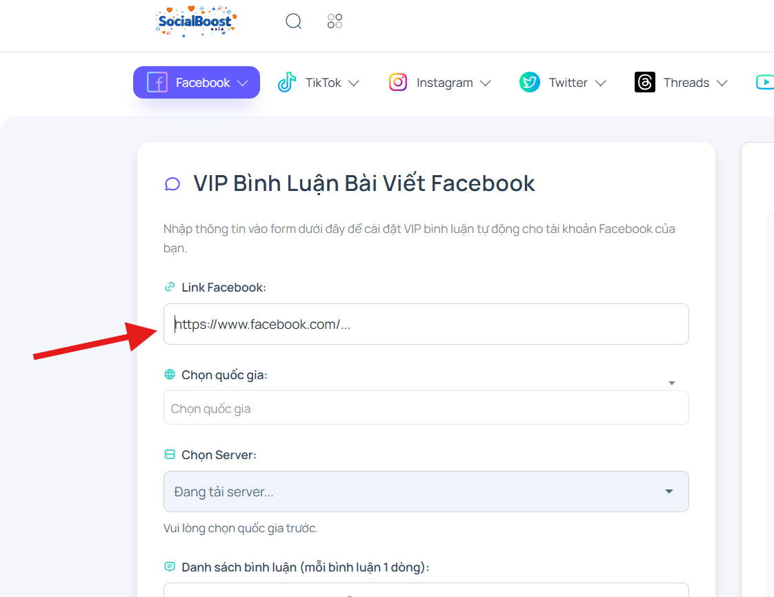 Bước 2: Nhập link