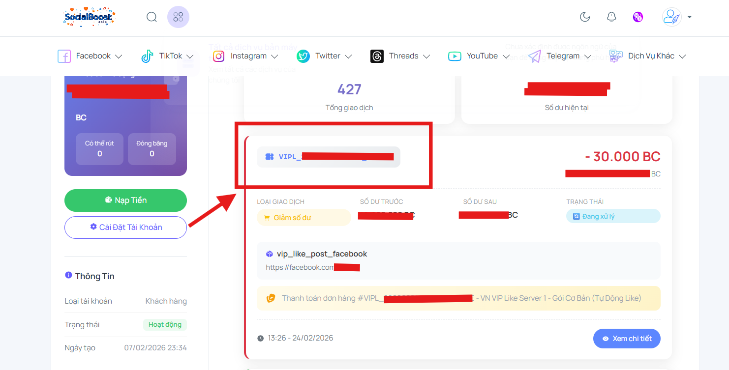 Xem lại giao dịch