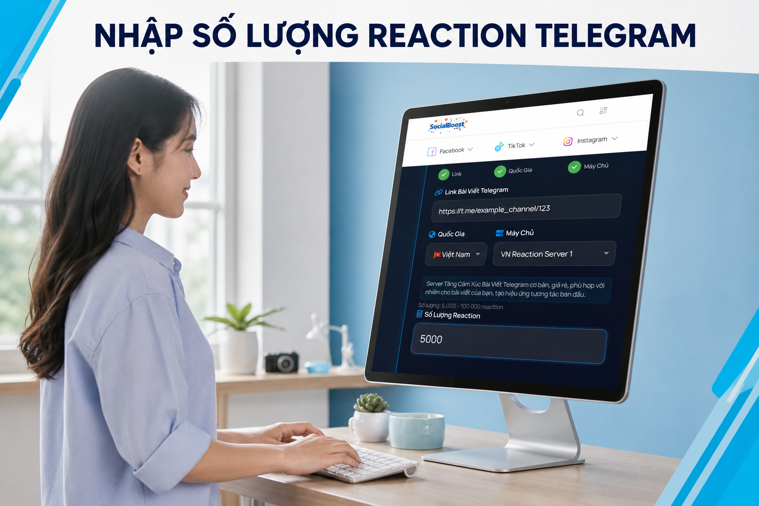 Nhập số lượng reaction Telegram trong giới hạn máy chủ