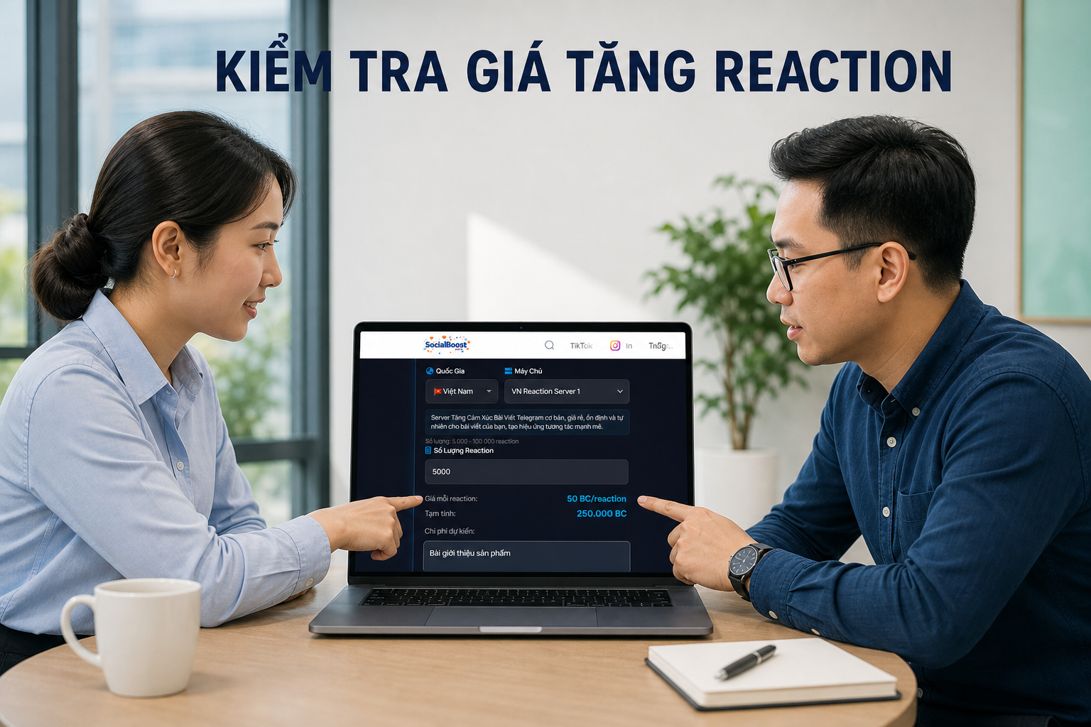 Kiểm tra giá và tạm tính dịch vụ tăng reaction Telegram