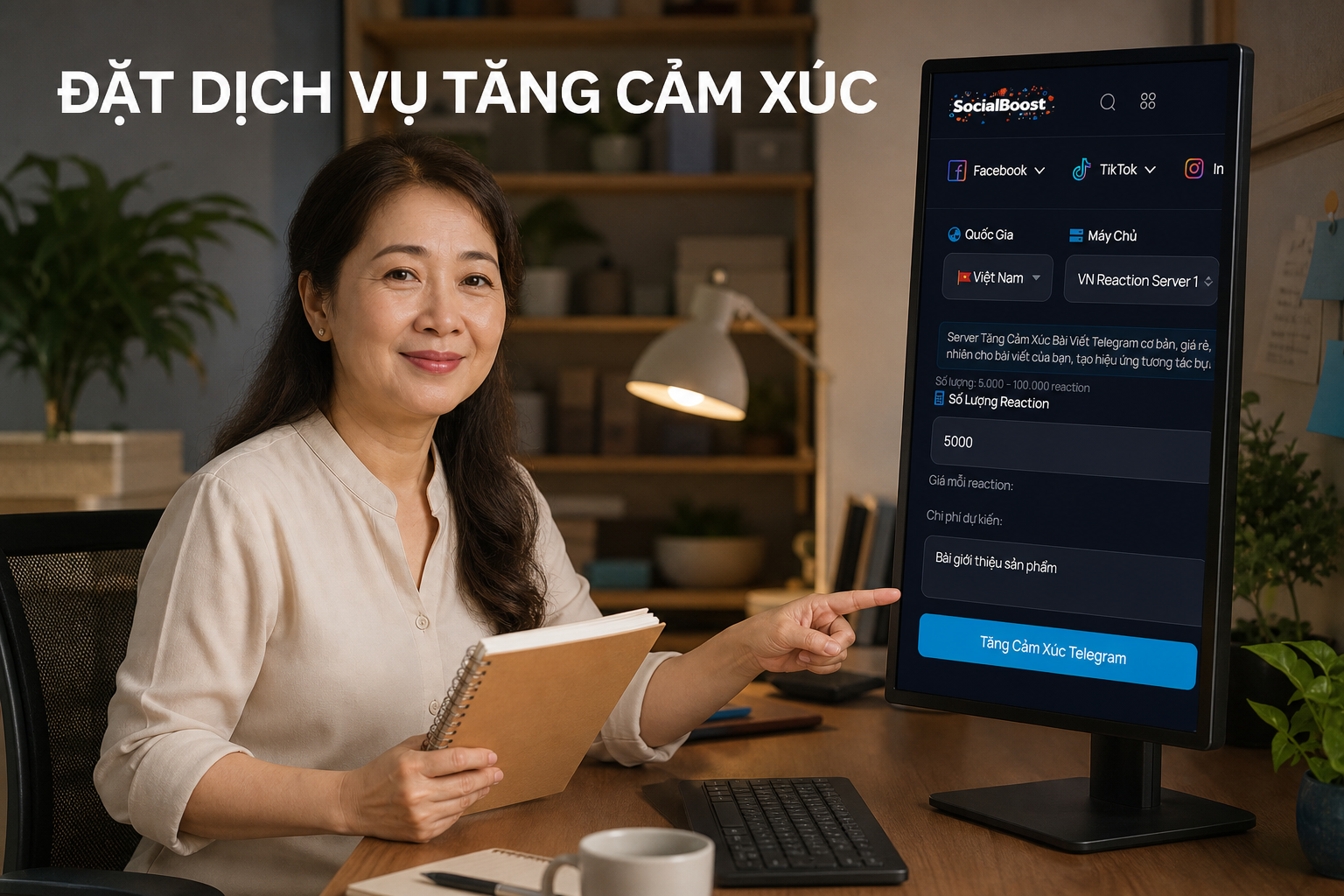 Gửi yêu cầu tăng cảm xúc Telegram và theo dõi đơn