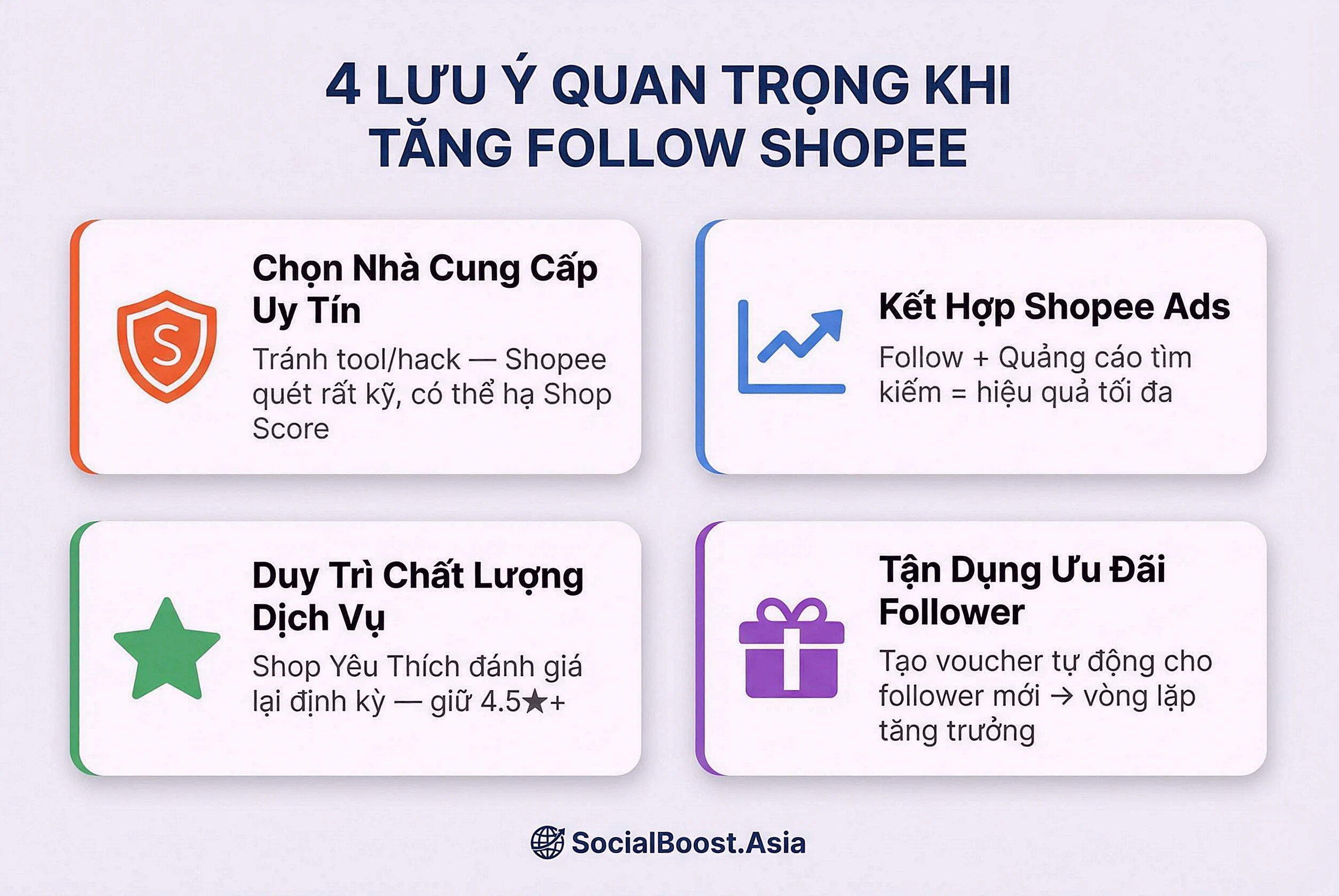 Lưu ý quan trọng khi tăng follow shop Shopee