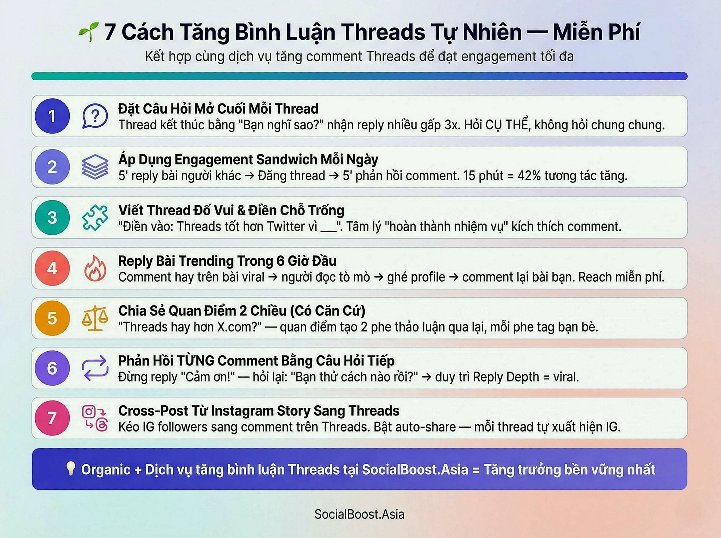 7 cách tăng bình luận Threads tự nhiên miễn phí kết hợp dịch vụ organic