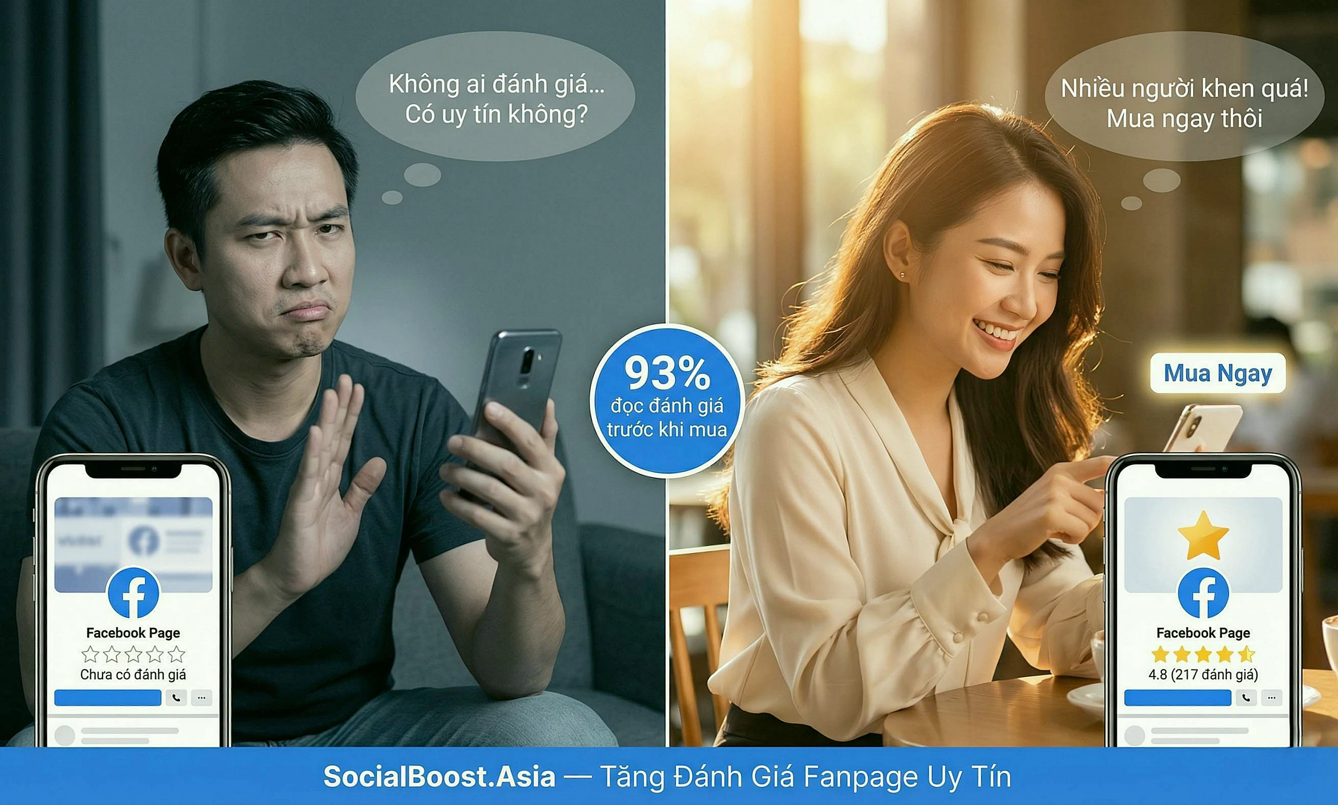 93% khách hàng đọc đánh giá trước khi mua - Tâm lý social proof Fanpage Facebook