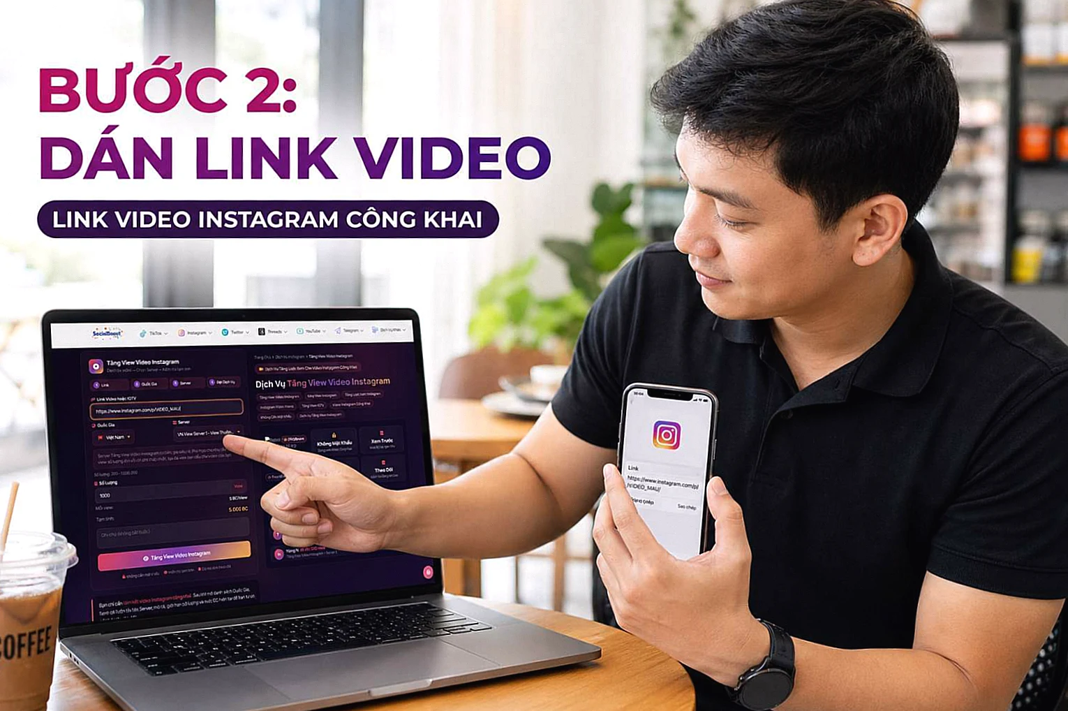 Dán liên kết video Instagram cần tăng lượt xem vào form