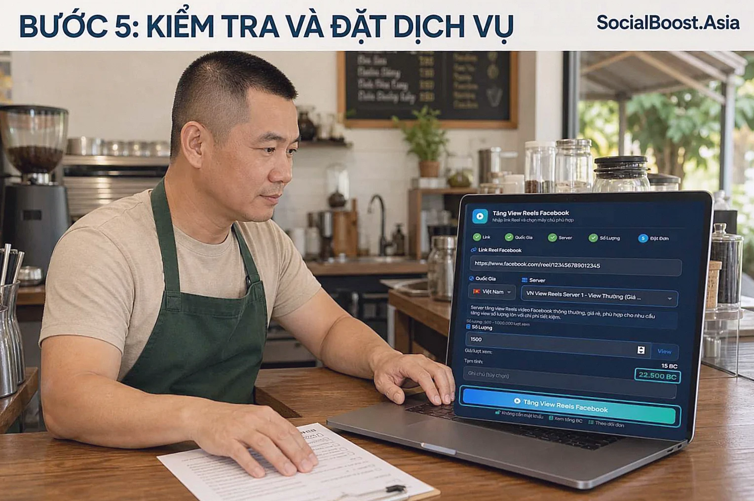 Bước 5: Kiểm Tra Rồi Đặt Dịch Vụ khi tăng view Reels Facebook