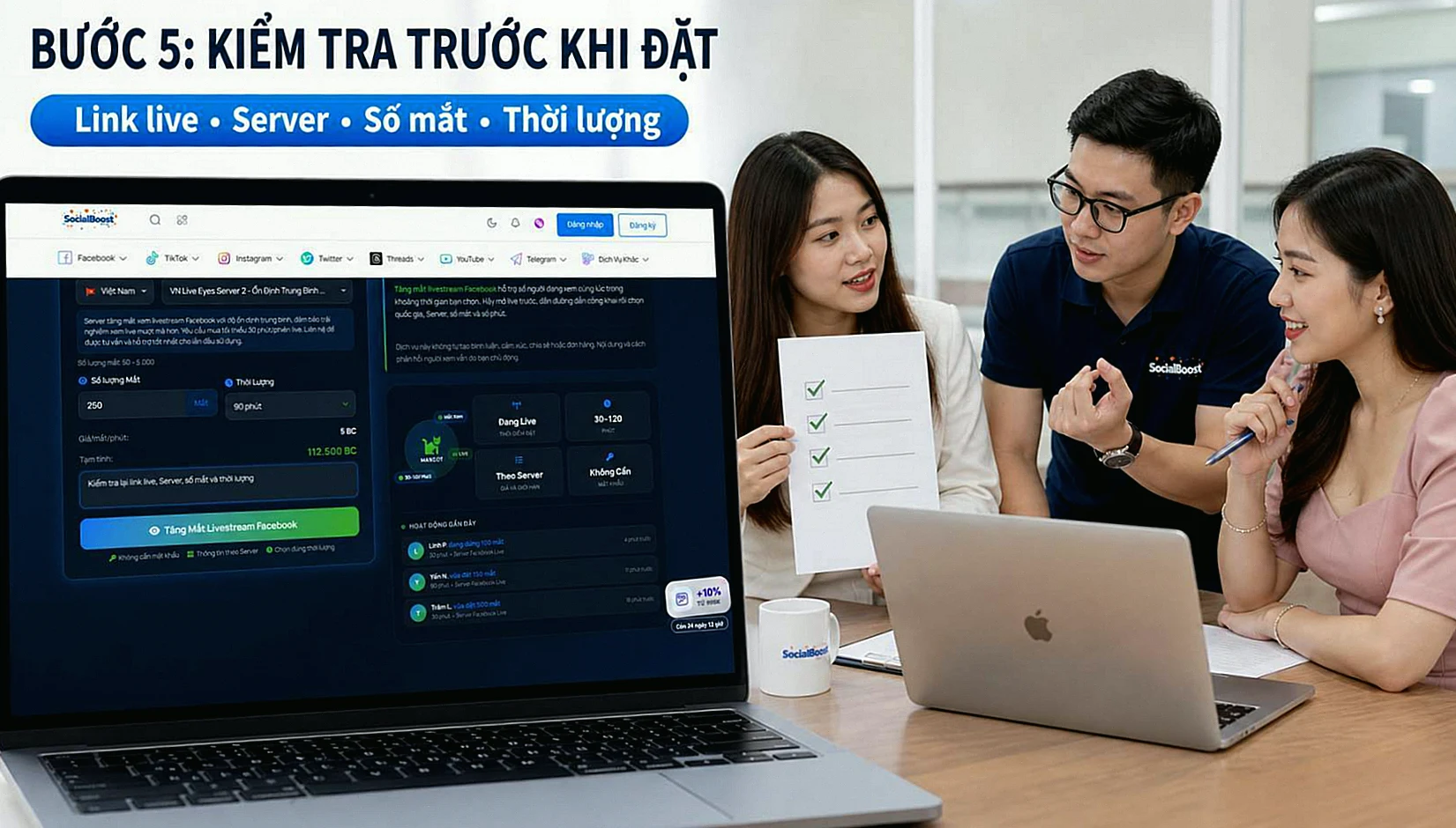 Bước 5 kiểm tra tạm tính dịch vụ tăng mắt livestream Facebook