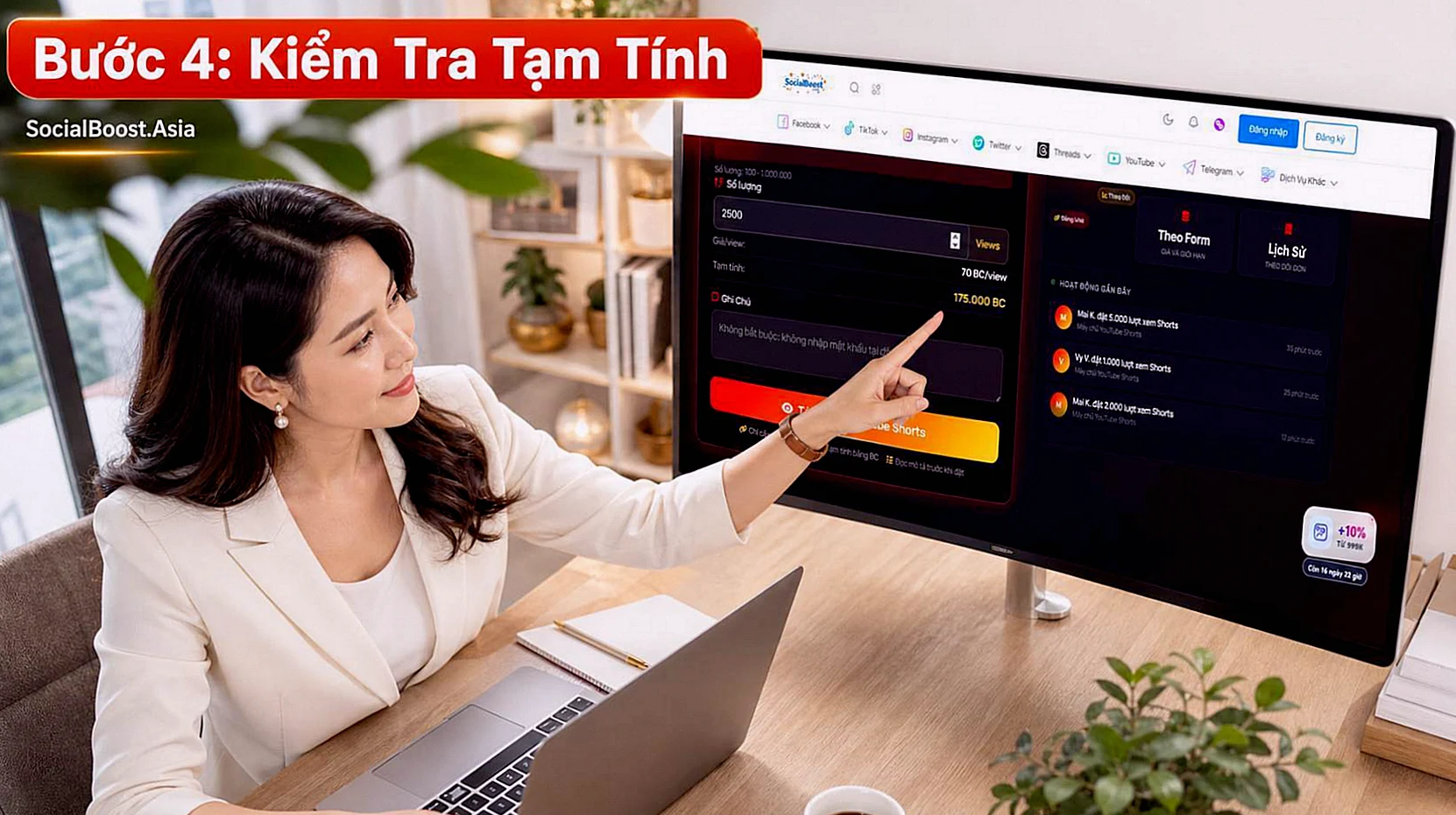Kiểm tra tạm tính Boost Credit trước khi tăng view YouTube Shorts