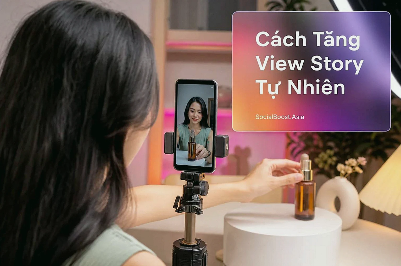 Người bán hàng Việt Nam tạo nội dung để tăng view Story Instagram tự nhiên