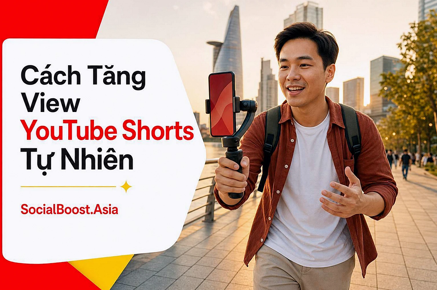 Nhà sáng tạo Việt Nam quay video dọc với từ khóa cách tăng view YouTube Shorts tự nhiên