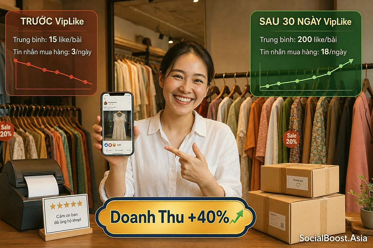 Case Study Shop Thời Trang VipLike - Doanh Thu Tăng 40%