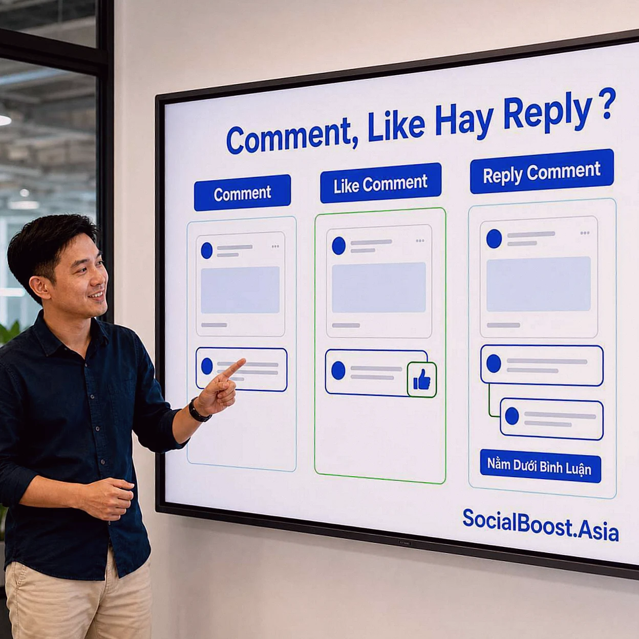 So sánh comment, like comment và reply comment Facebook