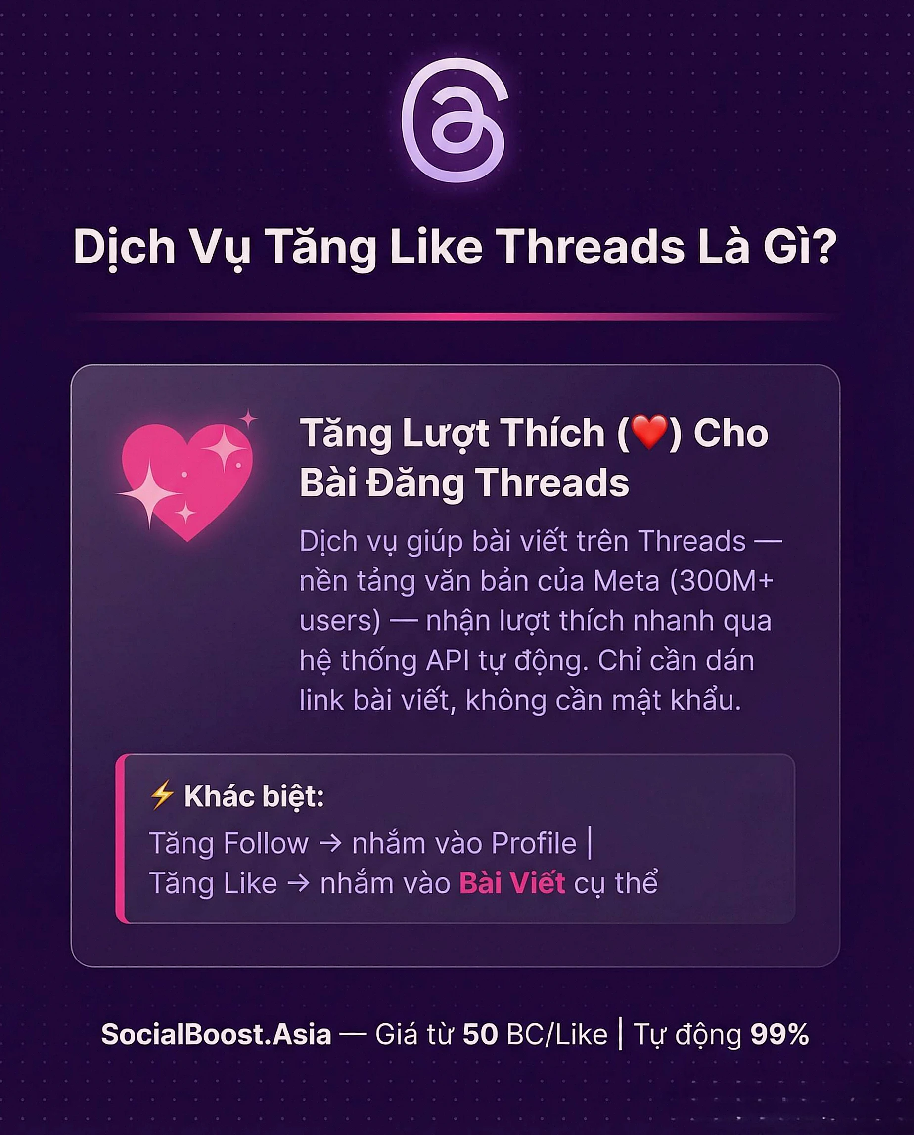 Dịch vụ tăng like Threads là gì - Social Boost Asia