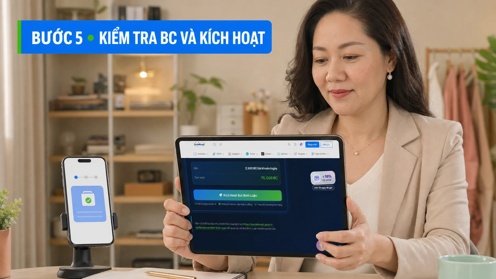 Kiểm tra tạm tính và kích hoạt Bot Bình Luận Facebook